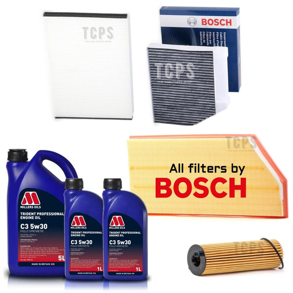 FITS MERCEDES C300 AMG W205 BOSCH SERVICE KIT 2 CABIN FILTERS AIR OIL MILLERS 7L