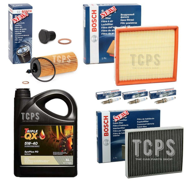 FOR BMW 1 SERIES 118i F20 FULL BOSCH SERVICE KIT WITH 5L TRIPLE QX 5W40 OIL