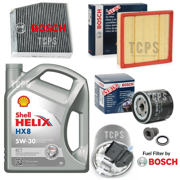 FOR MERCEDES A180D W176 1.5 FULL BOSCH SERVICE KIT WITH 5LTR SHELL HX8 5W30