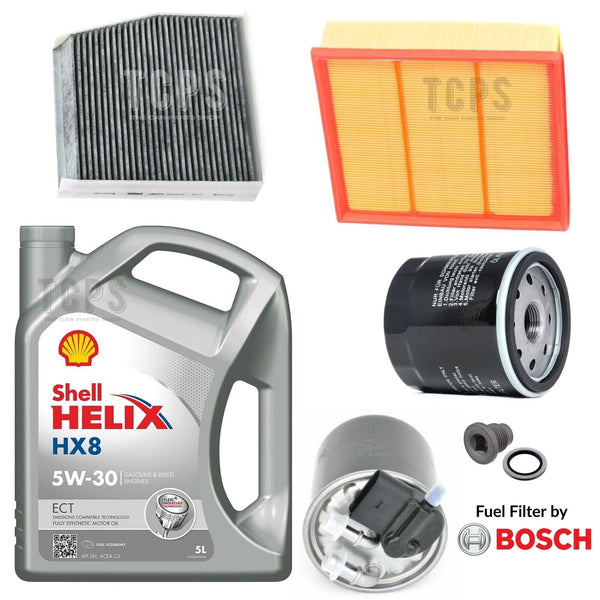 FOR MERCEDES A180D W176 1.5 COMPLETE SERVICE KIT 5LTR SHELL HX8 5W30 & FULL KIT