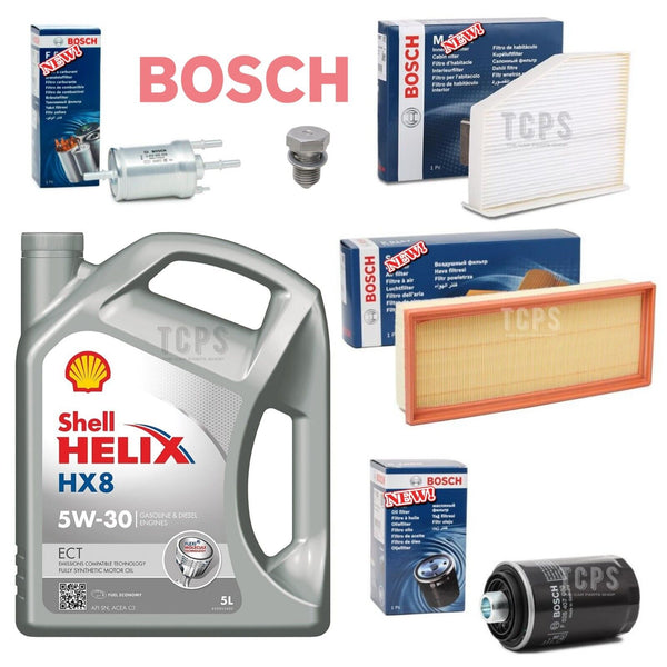 WITH 5L SHELL HX8 FULL BOSCH SERVICE KIT FOR AUDI A3 2.0 TFSI PETROL MK2