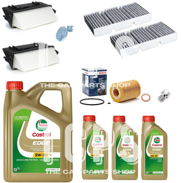 FOR MERCEDES GL350 166 3L CDI 2012+ AIR OIL CABIN FILTER SERVICE KIT 8L CASTROL