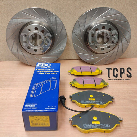FOR VW GOLF MK5 GTI SLOTTED FRONT BRAKE DISCS 312MM AND FRONT EBC PADS
