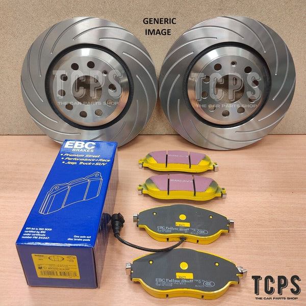 FOR VW GOLF MK5 GTI GROOVED REAR BRAKE DISCS 282MM + REAR EBC PADS
