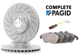 FOR MERCEDES C350 3.0 CDI PAGID DRILLED FRONT DISCS, PADS AND SENSORS NEW