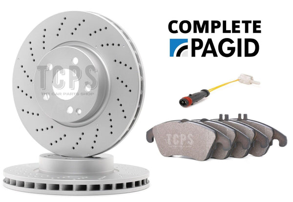 FOR MERCEDES C350 3.0 CDI PAGID DRILLED FRONT DISCS, PADS AND SENSORS NEW