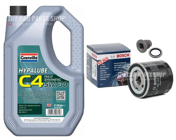 FOR RENAULT CLIO MK4 1.5 DCI OIL CHANGE SERVICE KTI 5L 5W30 OIL & BOSCH FILTER