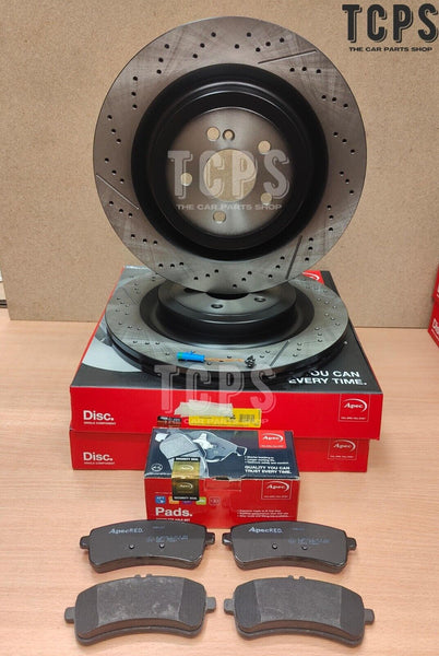 FOR MERCEDES C63 PREMIUM S205 APEC DRILLED REAR DISCS 360MM & PADS & SENSOR