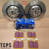 FOR BMW M135i F20 15-16 REAR DRILLED GROOVED DISCS 345MM & EBC YELLOW STUFF NEW