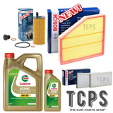 FOR BMW 5 SERIES 2.0 520d BOSCH SERVICE KIT 6L CASTROL AIR POLLEN OIL FILTER