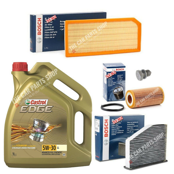 FOR AUDI A3 TFSI MK2 8P BOSCH SERVICE KIT 5L CASTROL EDGE AND AIR OIL CABIN PLUG