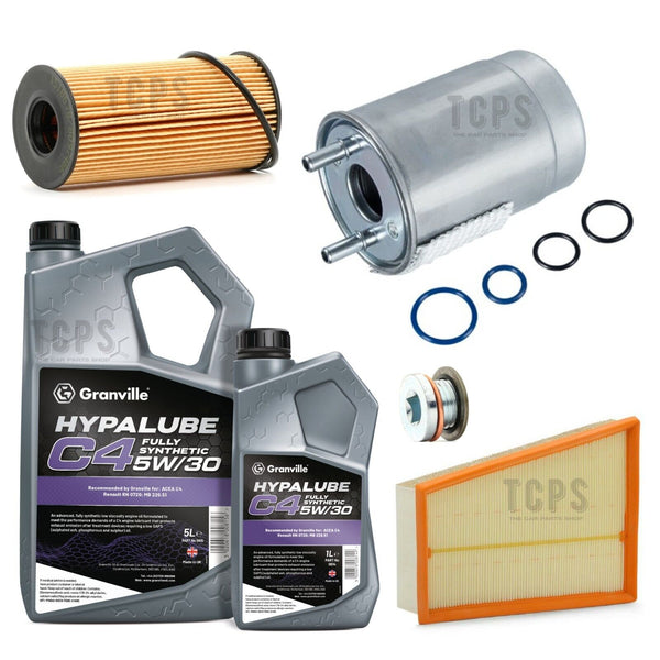 FOR RENAULT MEGANE 1.6 DCI GT MK3 SERVICE KIT 6L C4 5W30 & AIR OI FUEL PLUG
