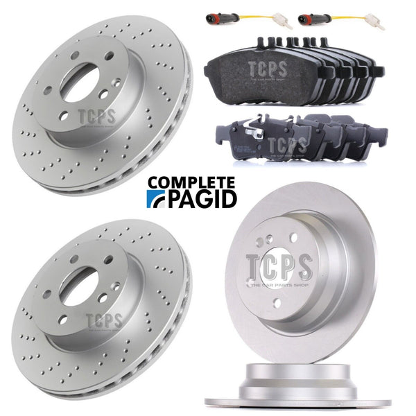 FOR MERCEDES C220 C204 PAGID FRONT & REAR BRAKE DISCS & BRAKE PADS & SENSORS