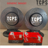 FOR VAUXHALL INSIGNIA 2.0 CDTI MK1 DRILLED GROOVED FULL DISCS WITH TRW PADS OE