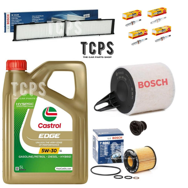 FOR BMW 320i M SPORT 5L CASTROL BOSCH AIR OIL CABIN FILTER SERVICE KIT NGK PLUGS