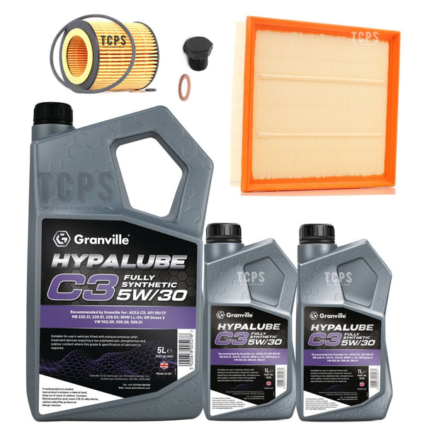 FOR BMW 1 SERIES M135i PETROL F21 SERVICE KIT 7L GRANVILLE & AIR OIL FILTER PLUG