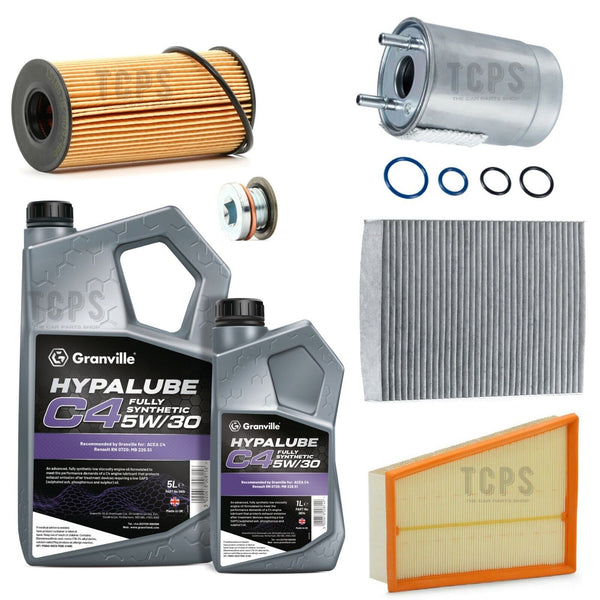 FULL SERVICE KIT FOR RENAULT SCENIC 1.6 DCI MK3 6L C4 5W30 ALL FILTERS SUMP PLUG