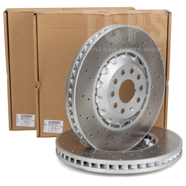 FOR VW GOLF R MK8 GENUINE DRILLED FRONT BRAKE DISCS 357MM  X 2