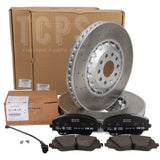 FOR VW GOLF R MK8 GENUINE DRILLED FRONT BRAKE DISCS 357MM & GENUINE FRONT PADS