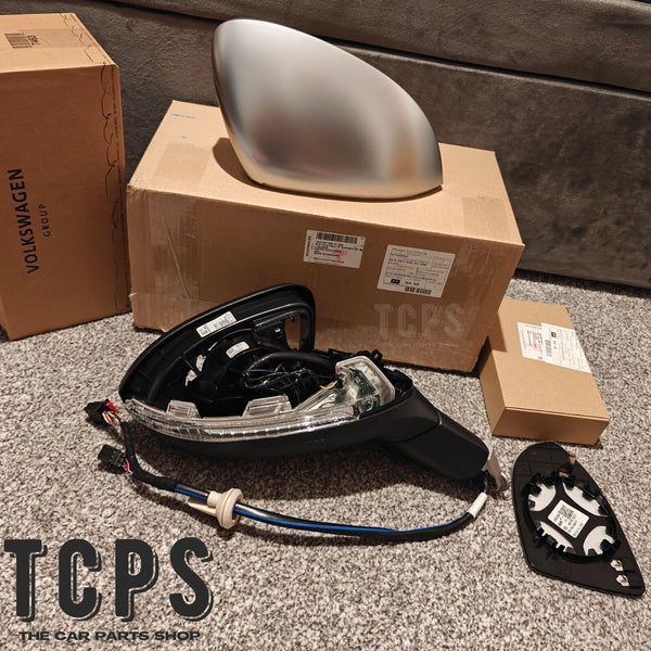 FOR VW GOLF R MK8 1X GENUINE FRONT SIDE MIRROR COMPLETE CASING + HEATED + MIRROR