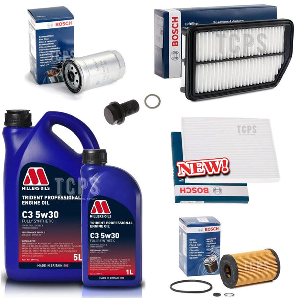 FOR KIA SOUL 2 1.6 CRDI MK1 FULL BOSCH SERVICE KIT WITH 6L MILLERS ENGINE OIL