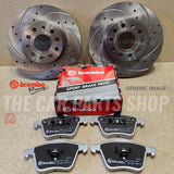 FOR VW GOLF R MK7  FRONT BREMBO DRILLED GROOVED DISCS 340MM  & HP2000