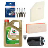 FOR AUDI A5 2.0 TFSI MK1 FULL SERVICE KIT 5L CASTROL & AIR OIL CABIN BOSCH PLUGS