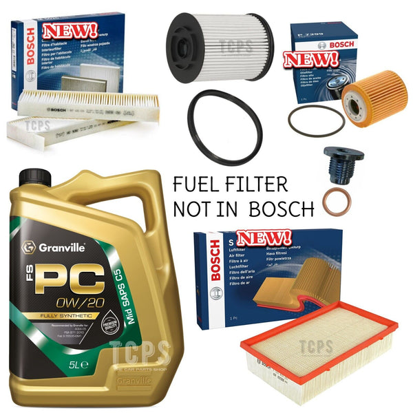 FOR VAUXHALL VIVARO 1.5 TURBO MK2 BOSCH SERVICE KIT OIL AIR FUEL CABIN 5L 0W20