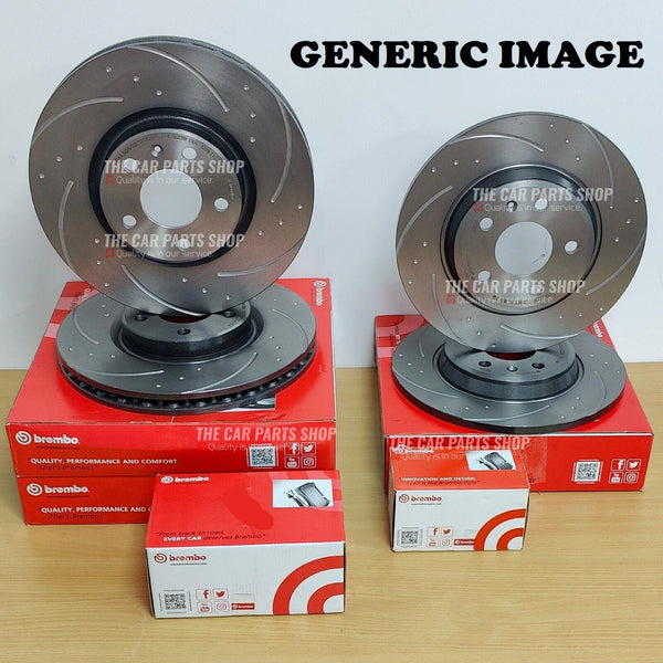 FOR VOLVO XC90 D5 MK2 BREMBO DRILLED GROOVED FRONT REAR BRAKE DISCS & BRAKE PADS