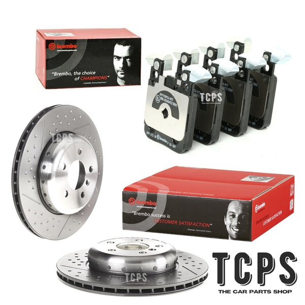 FOR BMW 330D XDRIVE F31 DIMPLED BREMBO REAR DISCS 345MM BREMBO REAR PADS SENSOR