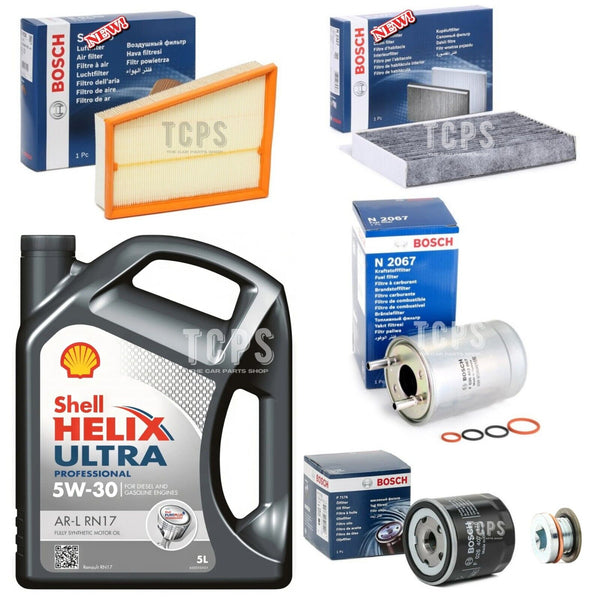 FOR RENAULT SCENIC 1.5 DCI MK3 FULL BOSCH SERVICE KIT WITH 5L SHELL 5W30 OIL
