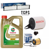 FOR BMW 320i M SPORT 5L CASTROL BOSCH AIR OIL CABIN FILTER SERVICE KIT