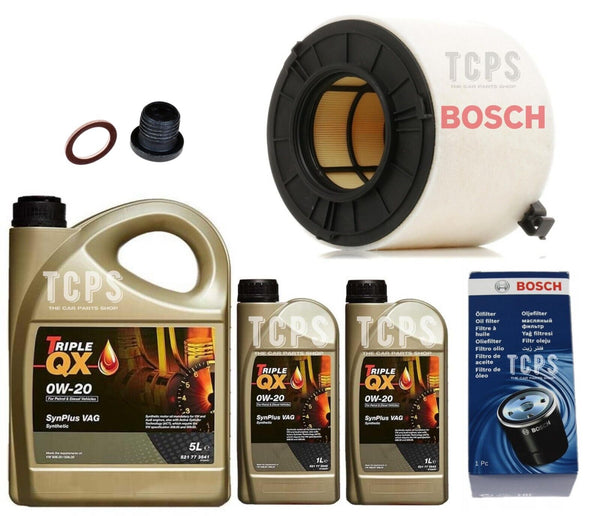 FITS AUDI A4 3.0 TDI V6 MK5 BOSCH SERVICE KIT 7L TRIPLE QX 0W20 & BOSCH AIR OIL