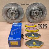 FOR AUDI Q5 2.0 TDI MK1 STRAIGHT SLOTTED FRONT BRAKE DISCS 320MM + EBC PADS