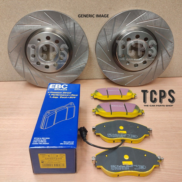FOR AUDI Q5 2.0 TDI MK1 FRONT STRAIGHT SLOTTED REAR DISCS 300MM + REAR EBC PADS