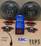 FOR AUDI Q5 2.0 TDI MK1 FRONT BRAKE DISCS 320MM + FRONT EBC RED STUFF BRAKE PADS