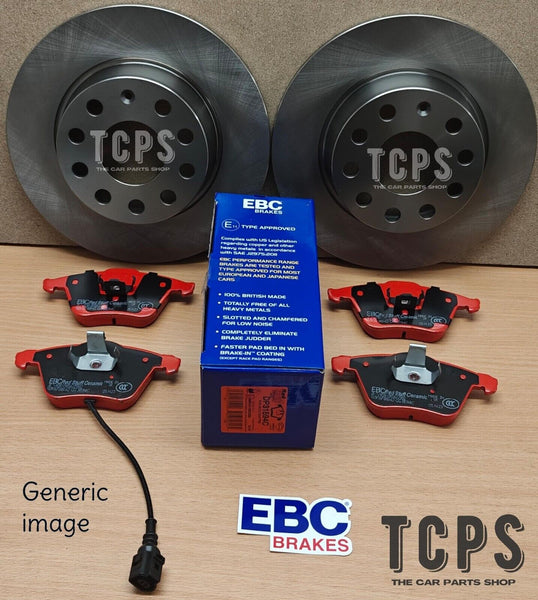 FOR AUDI Q5 2.0 TDI MK1 FRONT BRAKE DISCS 320MM + FRONT EBC RED STUFF BRAKE PADS