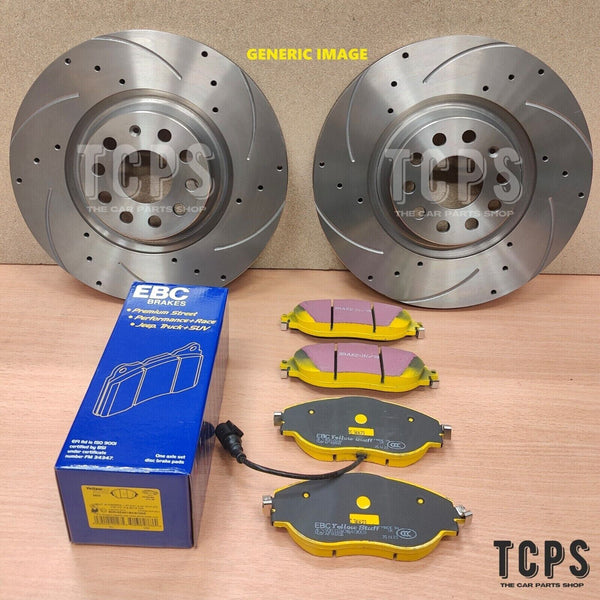 FOR VW CADDY 2.0 ECOFUEL MK3 06-15 DRILLED GROOVED FRONT DISCS 312MM & EBC