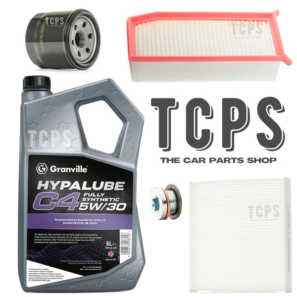 FOR RENAULT CLIO 1.5 DCI MK4 5L C4 5W30 & AIR OIL CABIN SERVICE KIT NEW