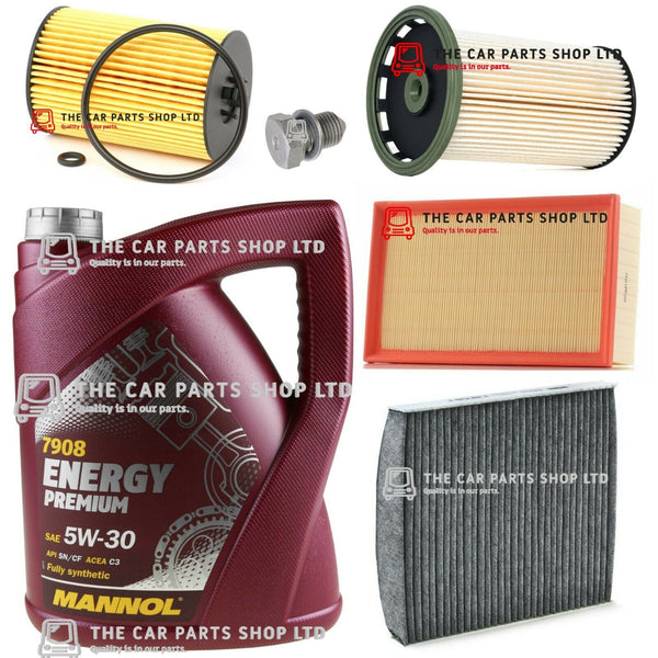 FOR SEAT LEON 2.0 TDI 2012+ 5L 5W30 AIR OIL CABIN FUEL SERVICE KIT PACK NEW