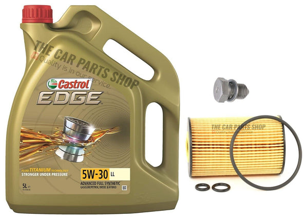 FOR AUDI A4 2.0 TDI 2007-2017 5L 5W30 CASTROL & OIL FILTER SERVICE KIT SUMP PLUG