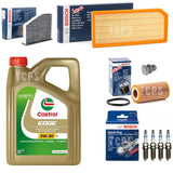 FOR VW GOLF GTI 2.0 PETROL 2006+ CASTROL BOSCH AIR OIL CABIN PLUGS SERVICE KIT