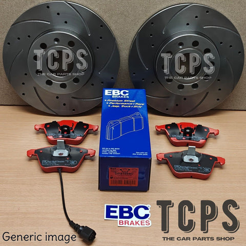 FOR AUDI A3 2.0 TDI 2004-2012 REAR DRILLED GROOVED DISCS 310MM & REAR EBC PADS