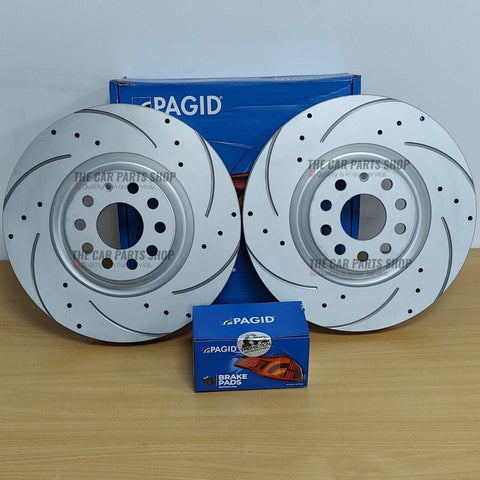 FITS AUDI A5 2.0 TDI 2011+ PAGID DRILLED GROOVED FRONT DISCS 320MM & PAGID PADS