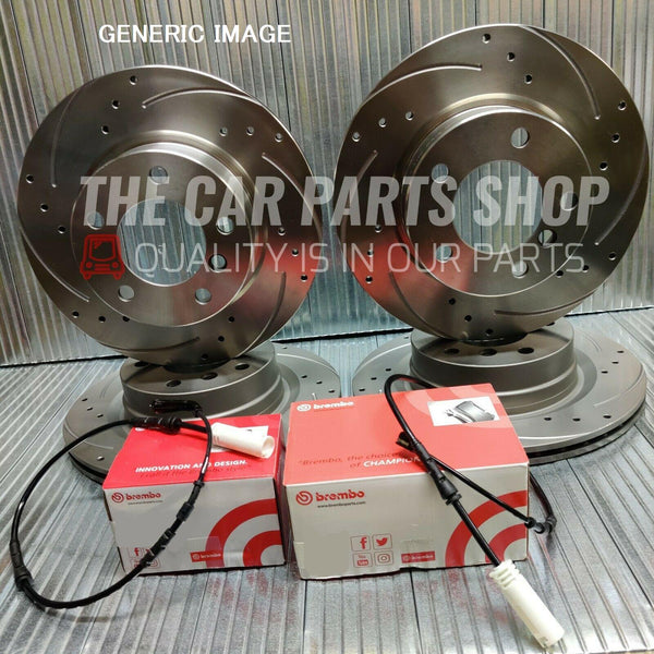 FOR BMW 125D 2012-2015 DRILLED & GROOVED BRAKE DISCS & BREMBO PADS + SENSORS