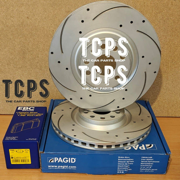 FOR BMW X1 20D 2009-2015 PAGID DRILLED & GROOVED FRONT DISCS 312MM & EBC PADS