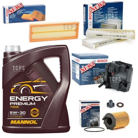 FITS CITROËN JUMPY 1.6 HDI 2007-2016 MK2 BOSCH SERVICE KIT & 5L MANNOL 5W30 OIL