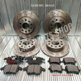 For Ford Transit Custom 280 EcoBlue MK8 Front Rear Drilled Grooved brake discs, pads, sensors