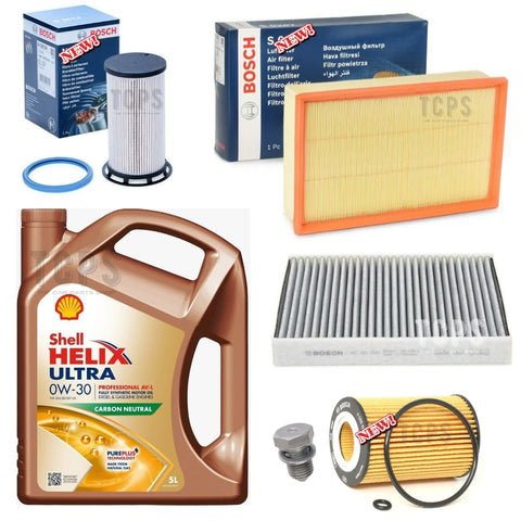 For VW Passat B8 2.0 TDI MK7 Full Bosch Service Kit with 5L Shell 0w30