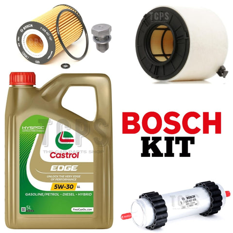 For Audi A5 2.0 TDI Sportback MK2 B9 Bosch Service Kit Air Oil Fuel & Castrol 5L